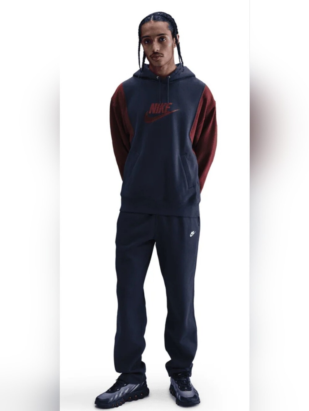 Nike FIRE! NWT! Club Fleece Hoodie Pullover in Obsidian Dark Team Red. Sz Md.